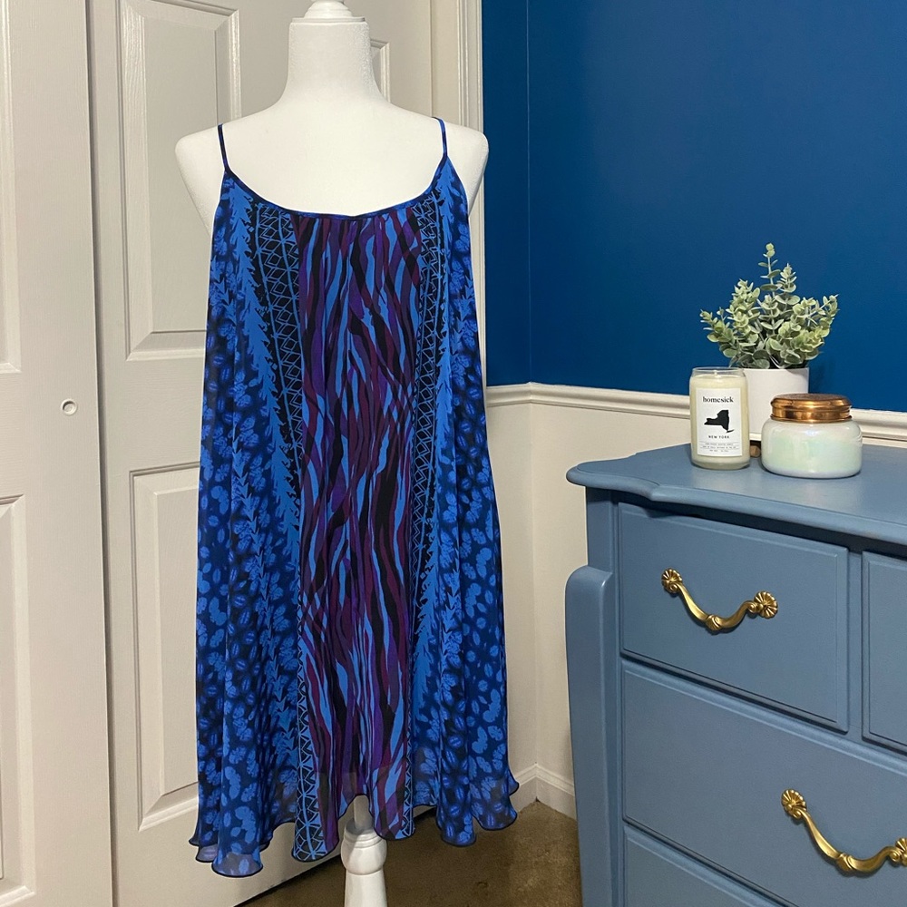 Express Purple And Blue Patterned Shift - image 3